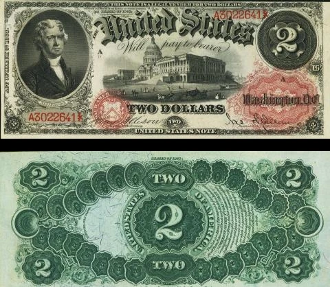Obverse and reverse of the 1878 United States Note Dollar